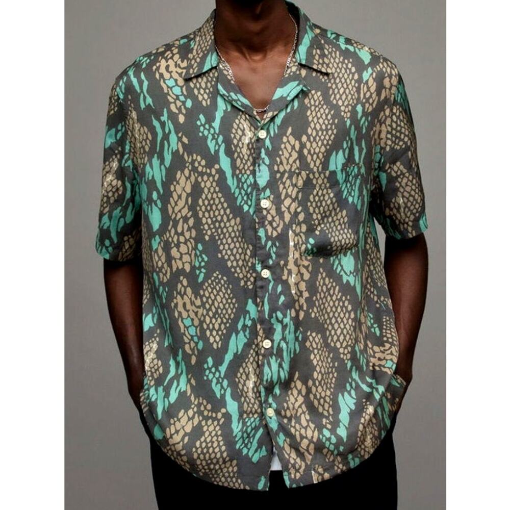 Allsaints Krait Python Camp Snake Print Shirt Sho… - image 3